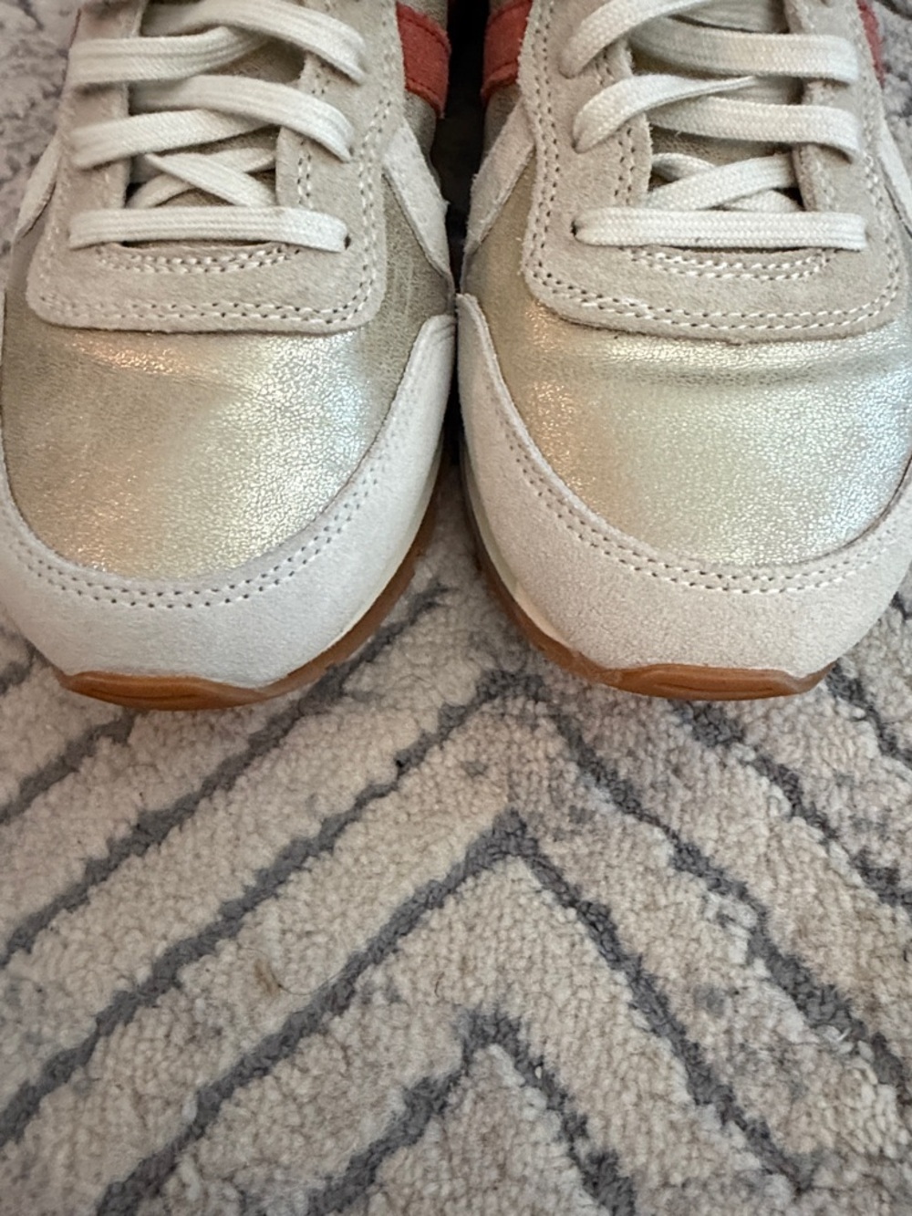 Gola Women's Metallic Silver Sneaker with Orange & Tan Accents - Picture 3 of 10